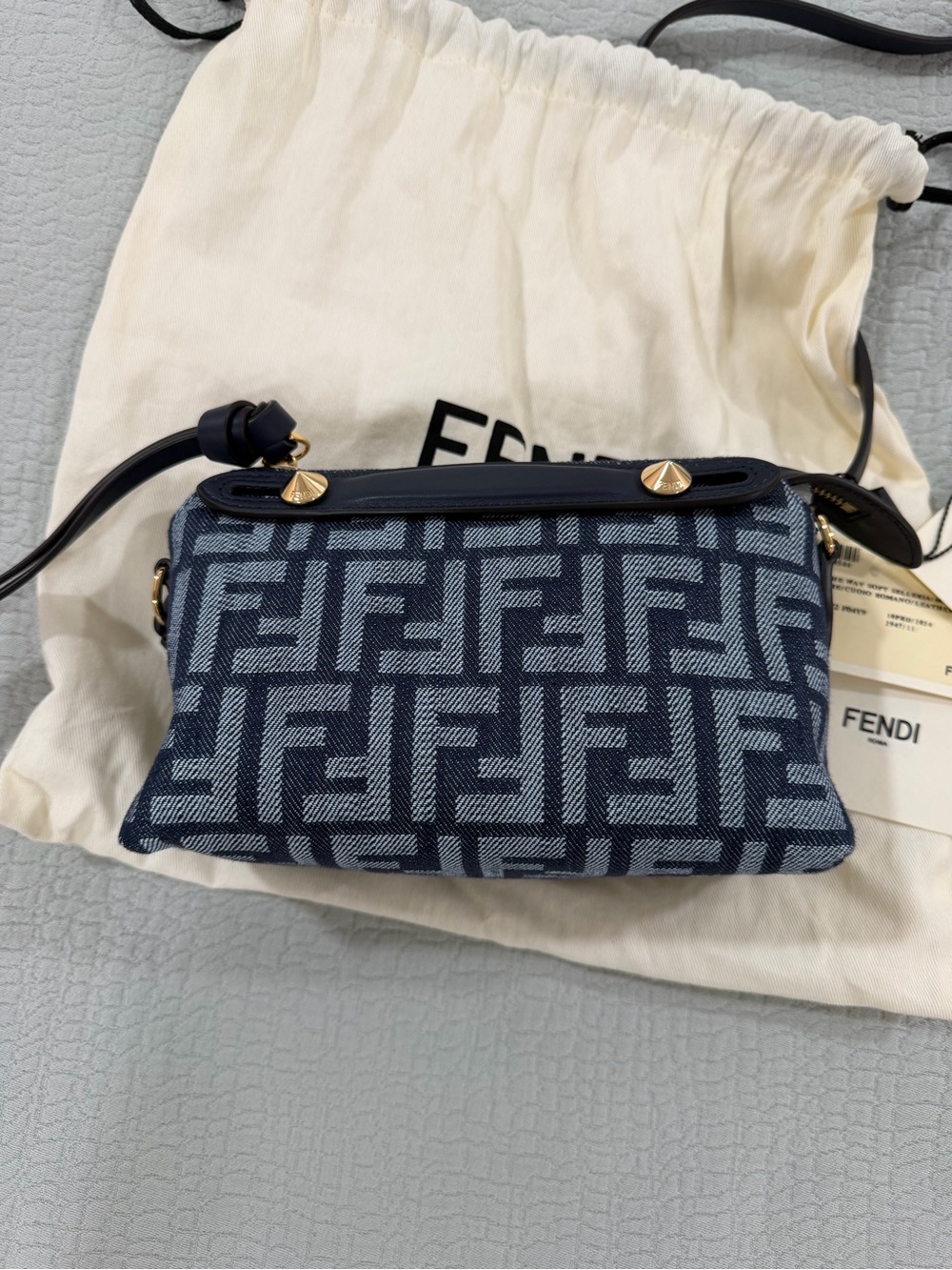 Fendi By The Way Denim Mini Shoulder Bag with Gold Hardware - Picture 8 of 14